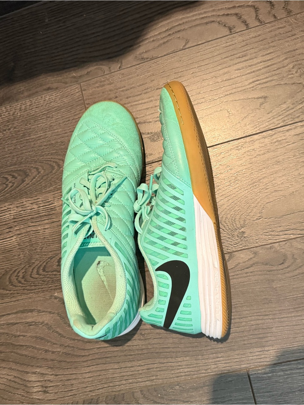 Nike Women's Mint Green Indoor soccer Shoes with Gum Outsole